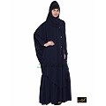 Designer Front Open Abaya - Navy Blue